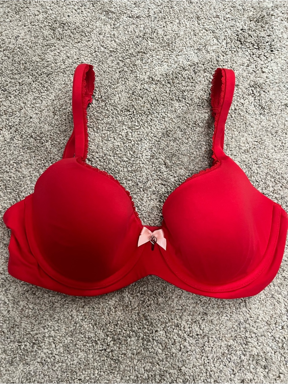 Victoria Secret Red Demi T-Shirt Bra with Bow Accent - Women Intimates 32D